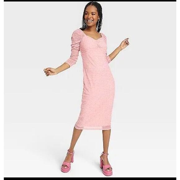 House of Aama Sweetheart Neck A-Line Dress Black History Month - Pink Women's XS - Picture 1 of 8